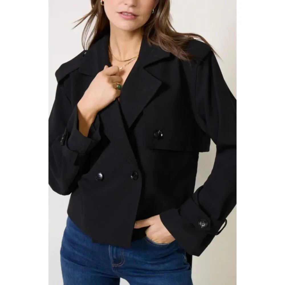 Favorite Daughter Women's Black The Cropped Charles Trench Size Large - Picture 1 of 8